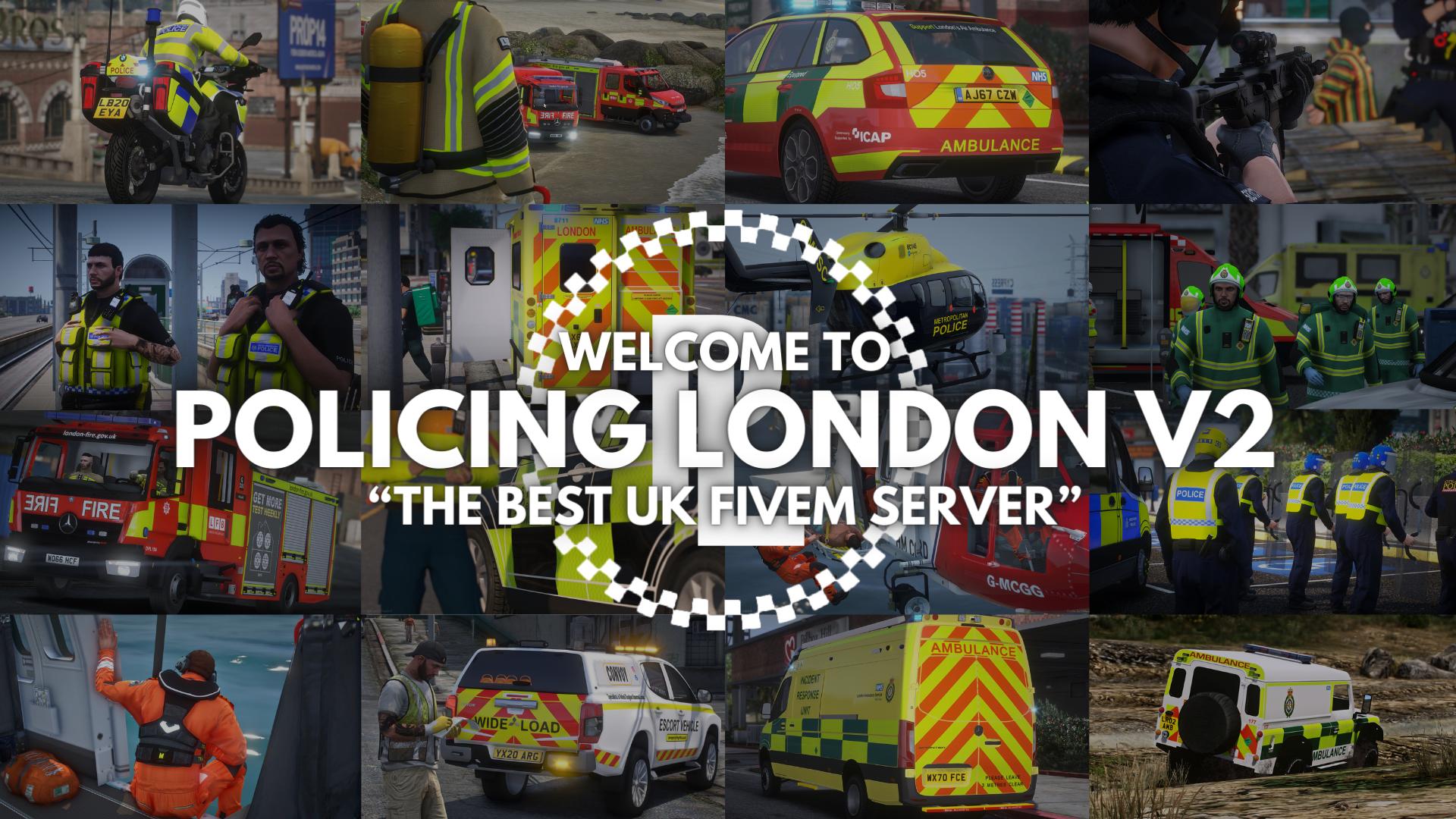 Discovery splash banner for Policing London | V2 Discord server