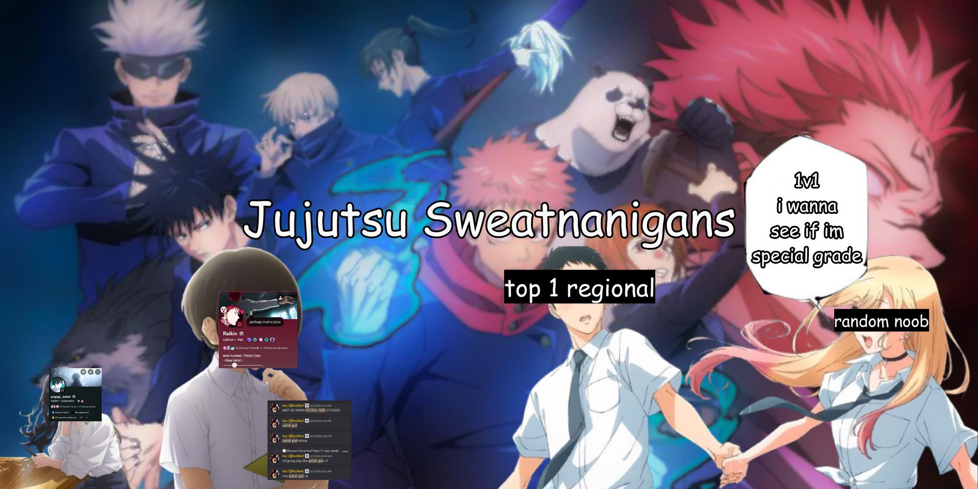 Discovery splash banner for Jujutsu Sweatnanigans Discord server