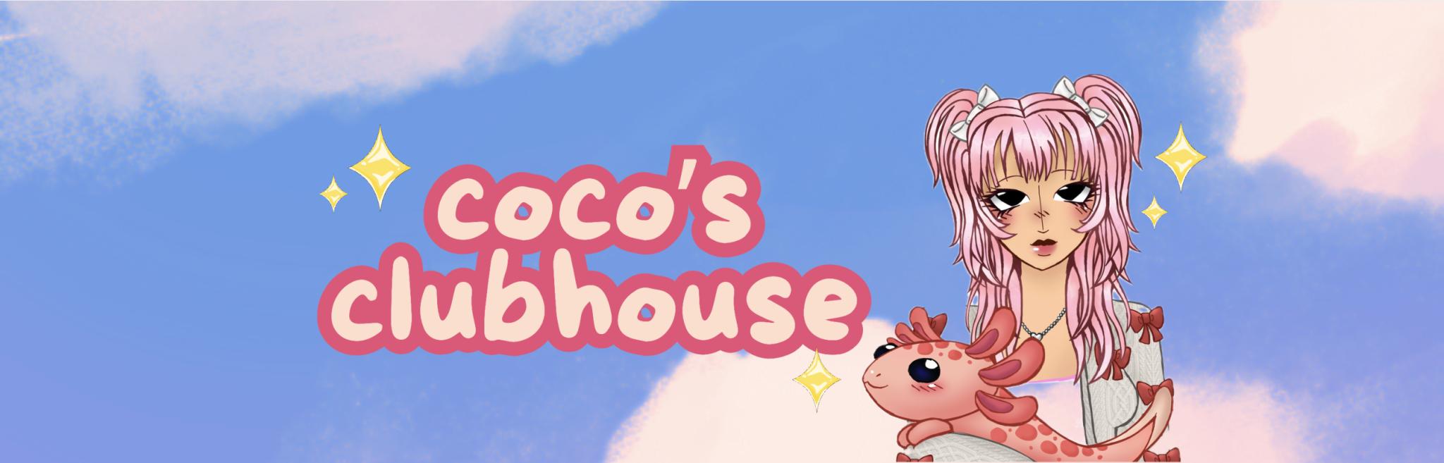 Discovery splash banner for coco's clubhouse 💖 Discord server