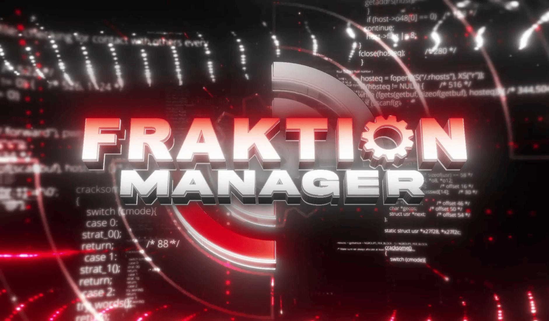 Discovery splash banner for FRAKTION MANAGER V2 Discord server