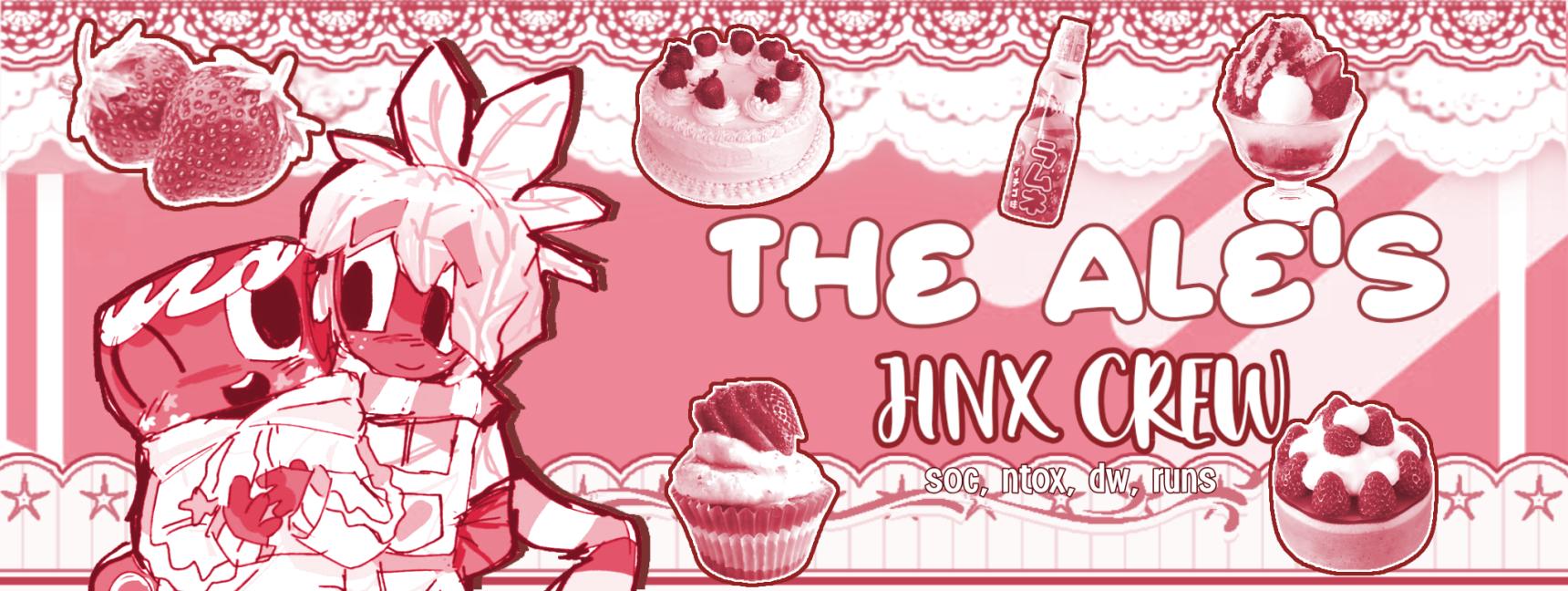 Discovery splash banner for 🍰 ་ 𝆹𝅥 ִ 𝑻he 𝑨le's 𝑱inx 𝑪rew ꙳ ˒ /strawberrys Discord server