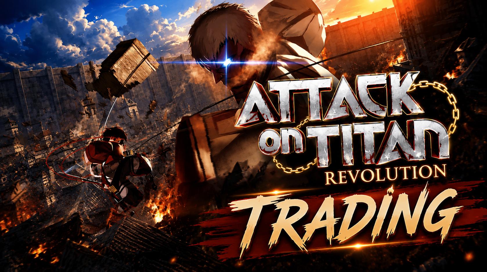 Discovery splash banner for AOTR - Attack On Titan Revolution | Trading , Community , Roblox Discord server