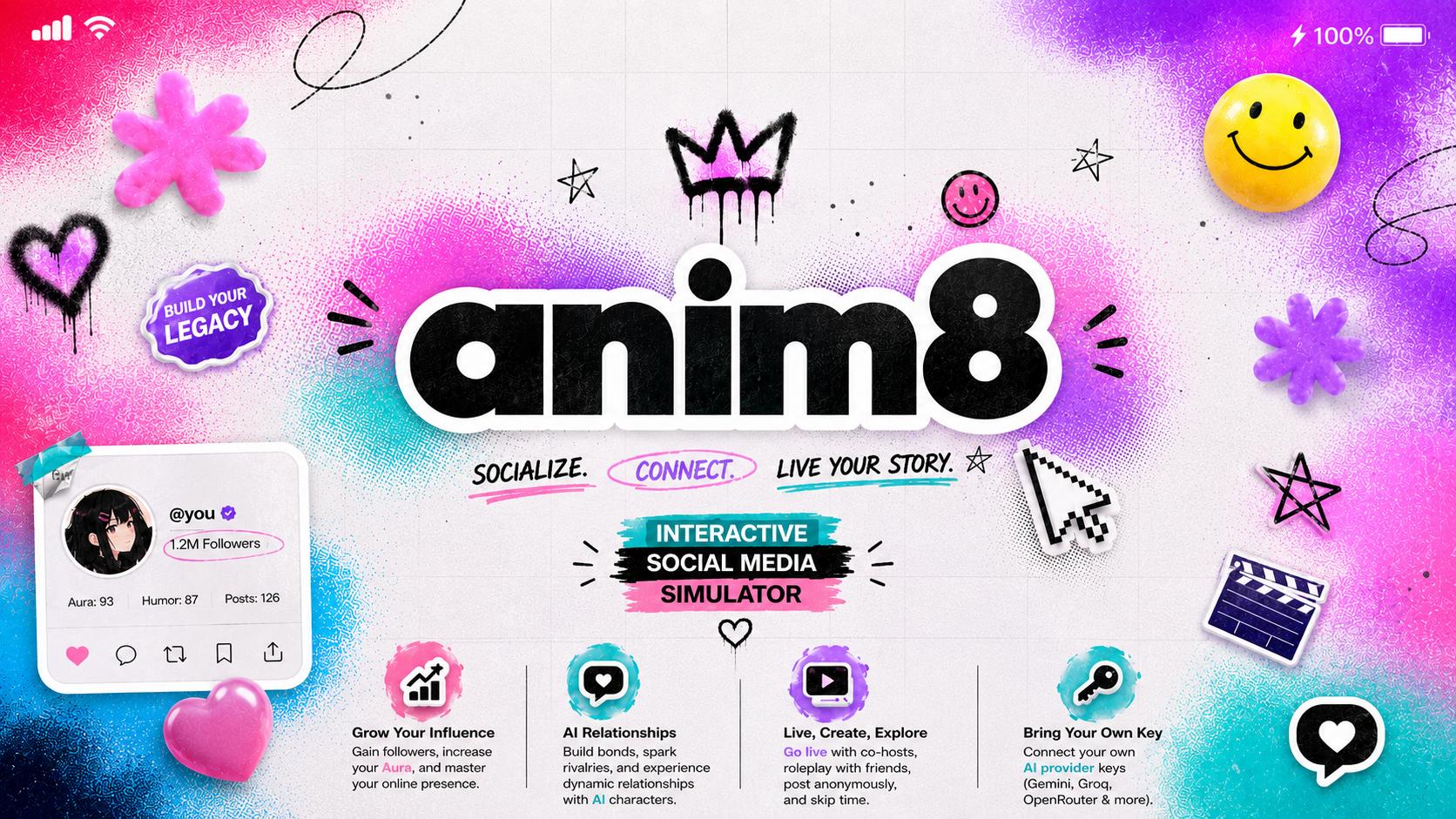Discovery splash banner for anim8 - animate your world Discord server