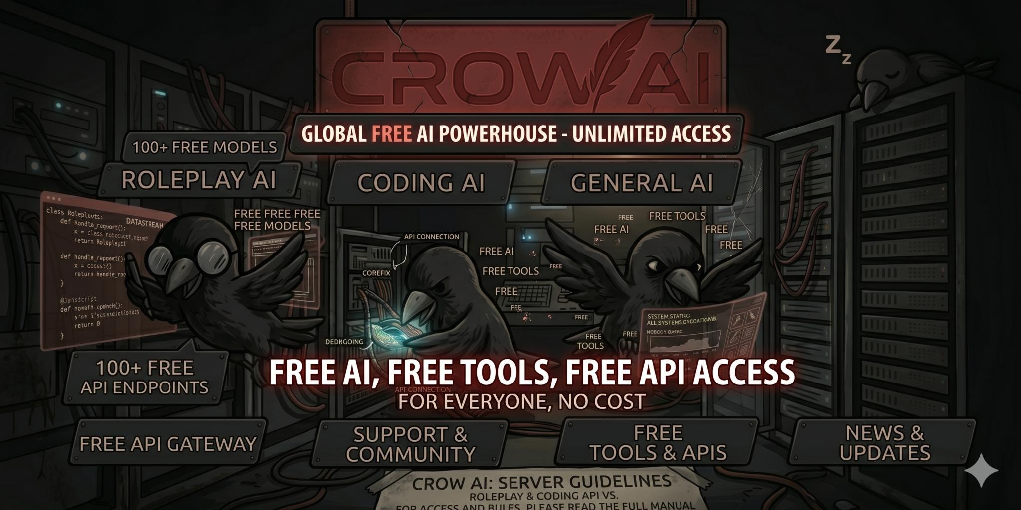 Discovery splash banner for Crow AI #Renaissance Discord server