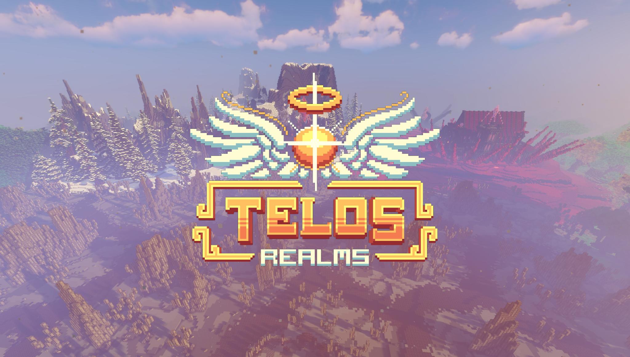 Discovery splash banner for Telos Realms | 1.4.3.1 Discord server