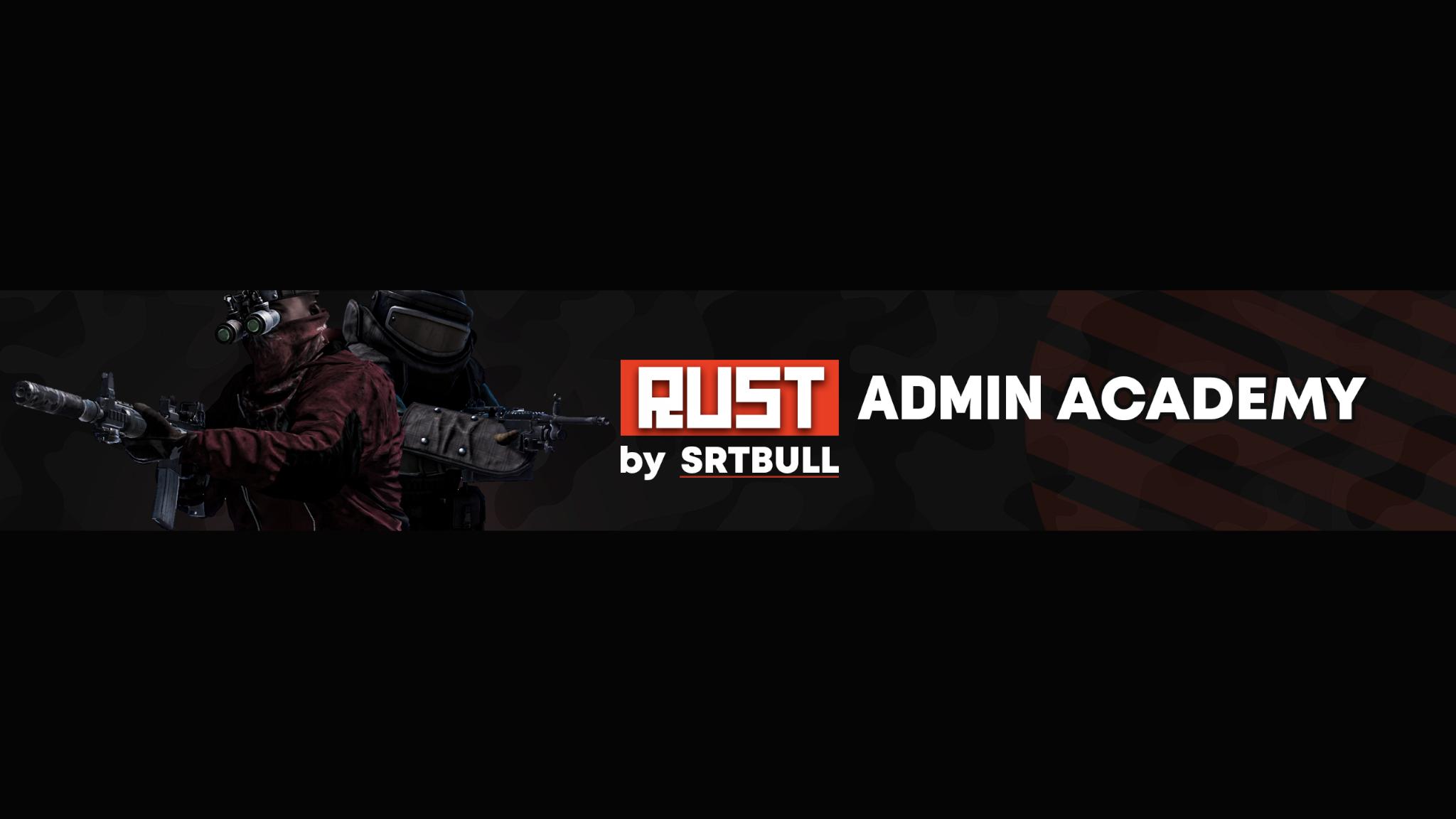 Discovery splash banner for Rust Admin Academy Discord server