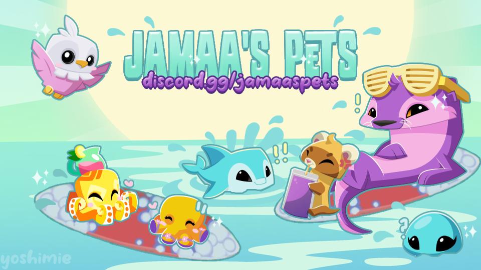 Discovery splash banner for jamaa's pets! ⟢ ˙ ̟ Discord server